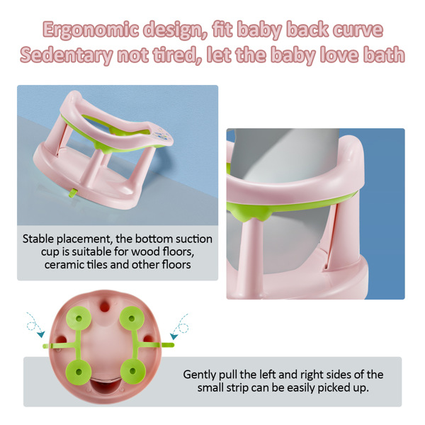 Baby Bath Seat,Baby Bath Chair, Newborn Shower Seat Bathtub Seat Cushion Children's Wrap-Around Shower Chair for 6 Months&Up (pink)