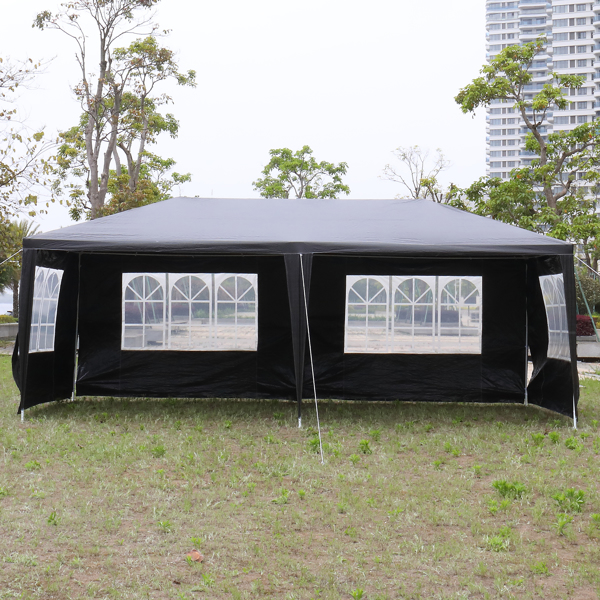 10'x20' Outdoor Party Tent with 6 Removable Sidewalls, Waterproof Canopy Patio Wedding Gazebo, Black