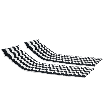 2 PCS Set Outdoor Lounge Chair Cushion Replacement Patio Seat Cushion ，BLACK-WHITE Stripe [Weekend can not be shipped, order with caution]