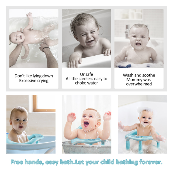 Baby Bath Seat,Baby Bath Chair, Newborn Shower Seat Bathtub Seat Cushion Children's Wrap-Around Shower Chair for 6 Months&Up (Cyan)