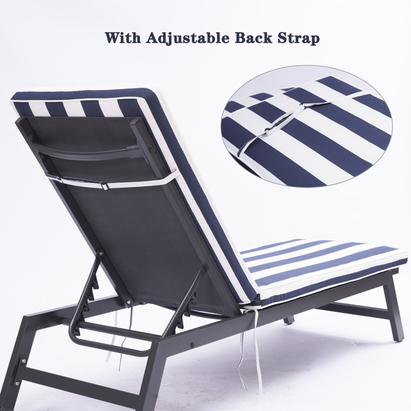 Outdoor Chaise Lounge Cushion Replacement Patio Seat Cushion ,Blue White Stripe [Sale to Temu is Banned.Weekend can not be shipped, order with caution]