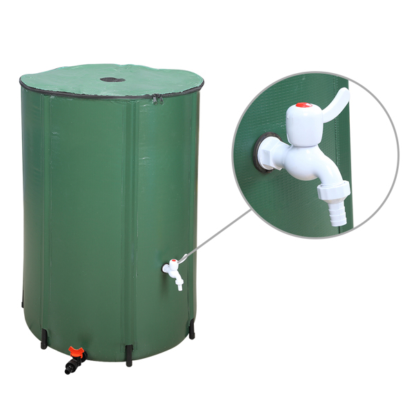 132 Gallon Folding Rain Barrel Water Collector Green