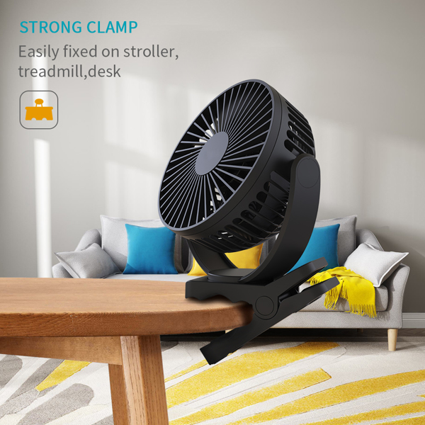 Battery Operated Clip On Fan 5000mah, Quiet And Strong Airflow Rechargeable USB Desk Fan, Clamp Personal Fan For Golf Cart, Camping, Outdoor, Home
