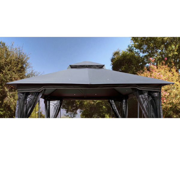 10 x 10 Ft Patio Double Roof Gazebo Replacement Canopy Top Fabric,Gray [Sale to Temu is Banned.Weekend can not be shipped, order with caution]