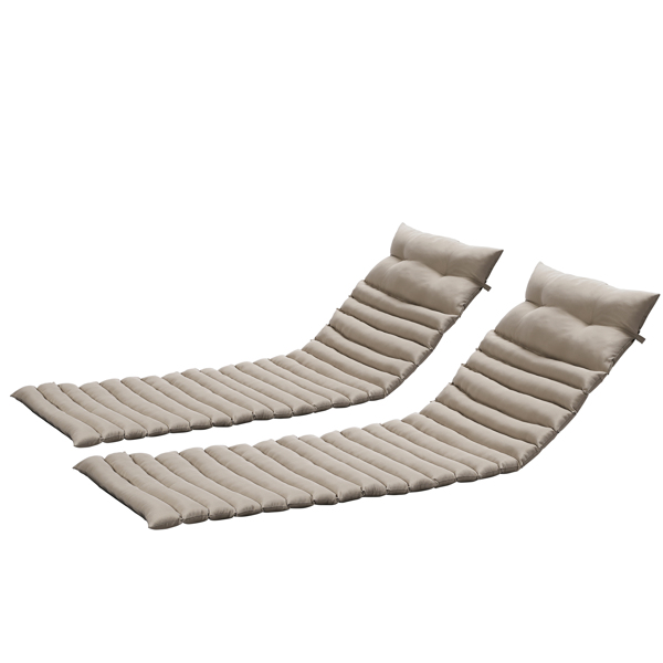 2PCS Set Outdoor Lounge Chair Cushion Replacement Patio Funiture Seat Cushion Chaise Lounge Cushion-KHAKI [Sale to Temu is Banned.Weekend can not be shipped, order with caution]