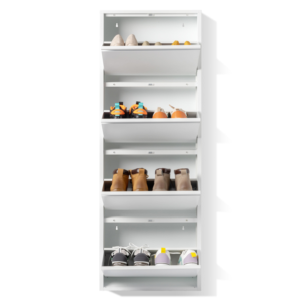 4 Drawer Shoe Cabinet, 4Tier Shoe Rack Storage Organizer, White Color