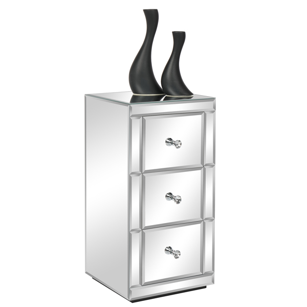 FCH Mirrored Nightstand, Silver Side/End Table for Living Room Bedroom