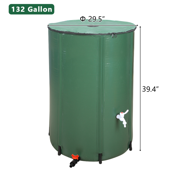 132 Gallon Folding Rain Barrel Water Collector Green