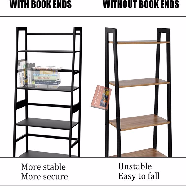 WTZ Book Shelf, Black Bookshelf, Ladder Bookcase, 4 Tier Tall Book case for Bedroom, Living Room, Office MC-801