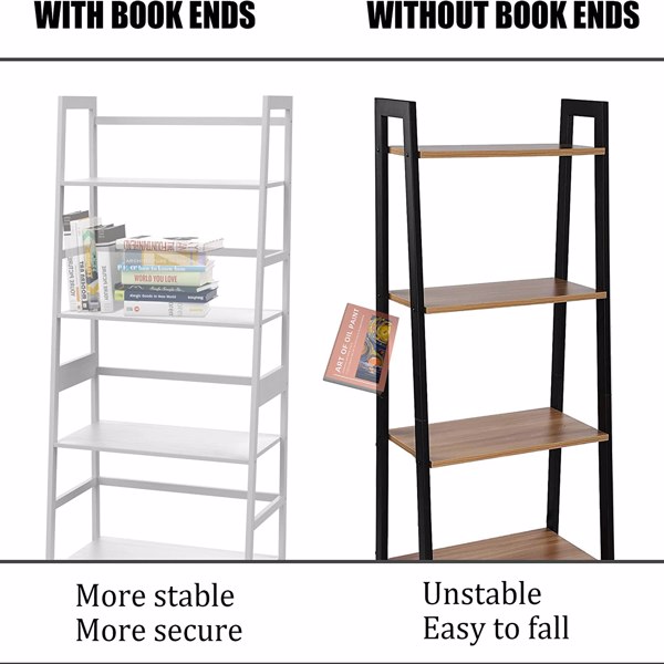 WTZ Book Shelf, White Bookshelf, Ladder Bookcase, 4 Tier Tall Book case for Bedroom, Living Room, Office MC-801