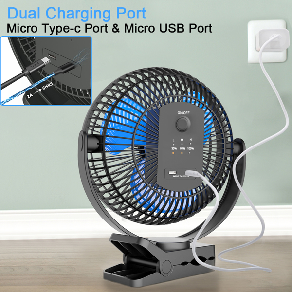 10000mAh Rechargeable Portable Fan, 8-Inch Battery Operated Clip on Fan, USB Fan, 4 Speeds, Strong Airflow, Sturdy Clamp for Personal Office Desk Golf Car(Notice: Cannot ship out the goods at weekends