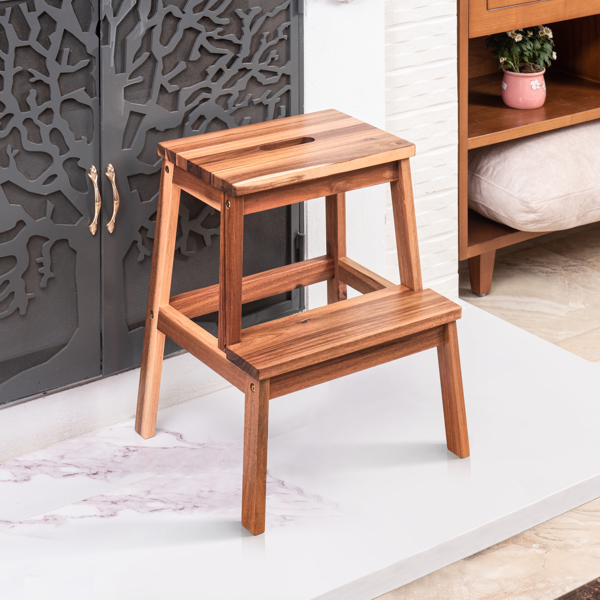  Wood Two Steps Stool Small Size Rectangle Top Best Ideas For Kitchen Living Room End Tables For Sofas Sub-stool for Living Room Bedside Strong Weight Capacity Upto 250 LBS