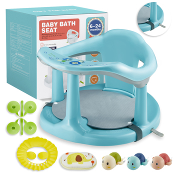 Baby Bath Seat,Baby Bath Chair, Newborn Shower Seat Bathtub Seat Cushion Children\\'s Wrap-Around Shower Chair for 6 Months&Up (Cyan)
