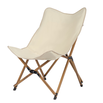 Folding Outdoor Camping Chair, Portable Stool for Fishing Picnic BBQ, Ultra Light Aluminum Frame with Wood Grain Accent, Khaki