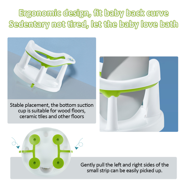 Baby Bath Seat,Baby Bath Chair, Newborn Shower Seat Bathtub Seat Cushion Children's Wrap-Around Shower Chair for 6 Months&Up (White)
