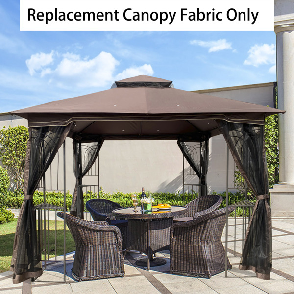 10 x 10 Ft Patio Double Roof Gazebo Replacement Canopy Top Fabric,Brown [Sale to Temu is Banned.Weekend can not be shipped, order with caution]