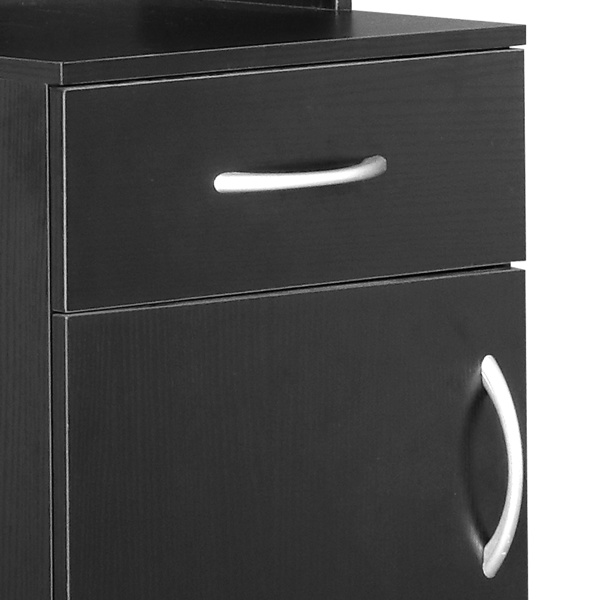 FCH MDF With Triamine One Door One Drawer Three Compartments High Cabinet Bathroom Wall Cabinet Black