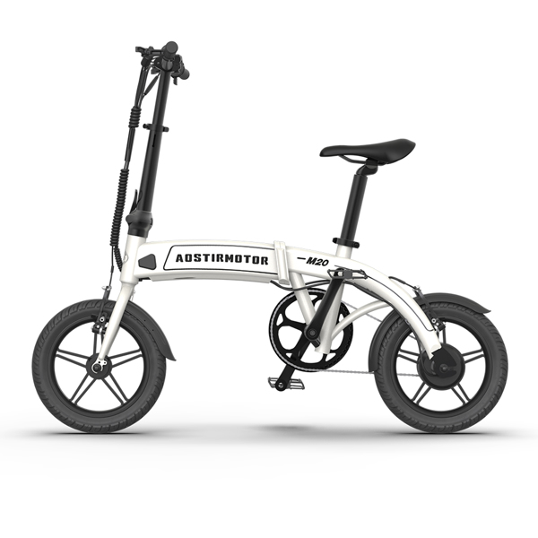 Aostirmotor 14" Electric Bike,350W 7.5Ah/36V E Bike, Lightweight Folding Electric Bicycles for Adult(White)