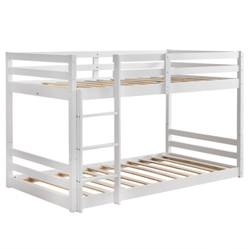 Short-Legged Double-Layer Head And Tail Cross Brace Guardrail Straight Ladder Twin Pine Can Be Split Into a Single-Layer Bed Wooden Bed White