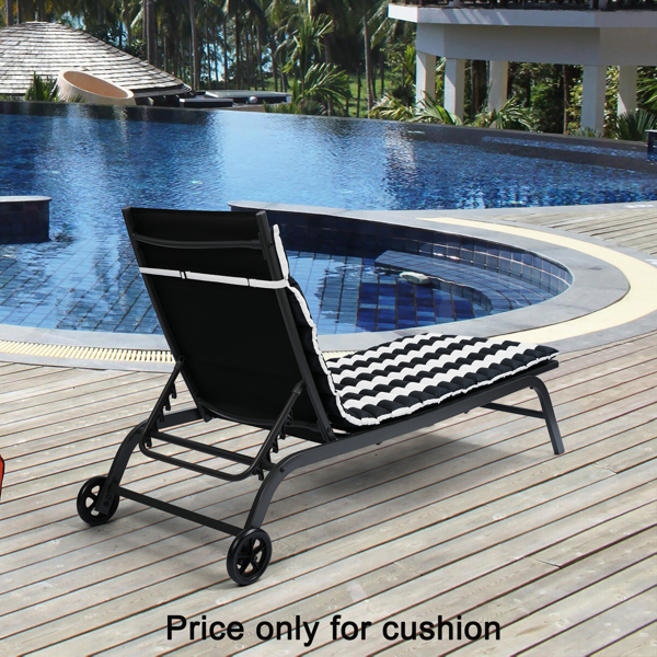 2 PCS Set Outdoor Lounge Chair Cushion Replacement Patio Seat Cushion ，BLACK-WHITE Stripe [Sale to Temu is Banned.Weekend can not be shipped, order with caution]