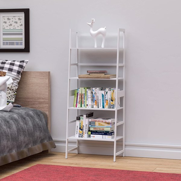 WTZ Book Shelf, White Bookshelf, Ladder Bookcase, 4 Tier Tall Book case for Bedroom, Living Room, Office MC-801