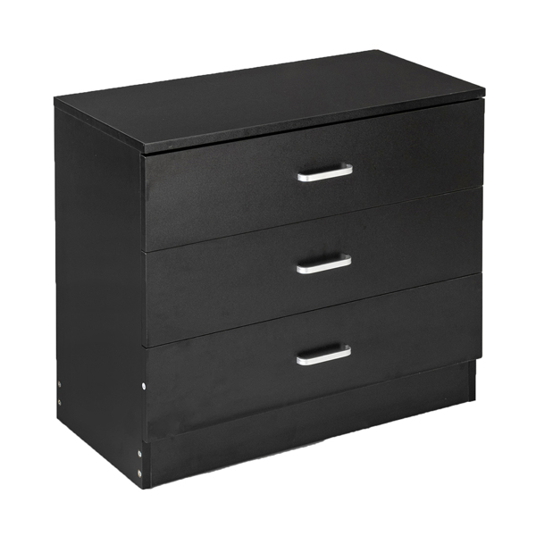 FCH Modern Simple 3-Drawer Table Nightstand Dresser Black