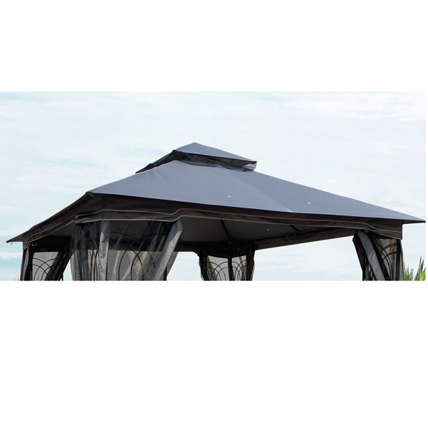 10 x 10 Ft Patio Double Roof Gazebo Replacement Canopy Top Fabric,Gray [Sale to Temu is Banned.Weekend can not be shipped, order with caution]