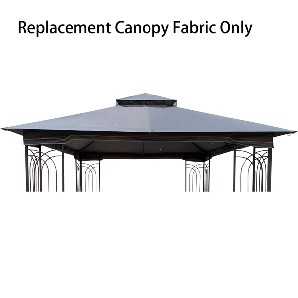 10 x 10 Ft Patio Double Roof Gazebo Replacement Canopy Top Fabric,Gray [Sale to Temu is Banned.Weekend can not be shipped, order with caution]