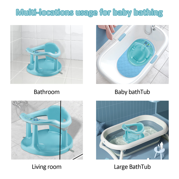 Baby Bath Seat,Baby Bath Chair, Newborn Shower Seat Bathtub Seat Cushion Children's Wrap-Around Shower Chair for 6 Months&Up (Cyan)