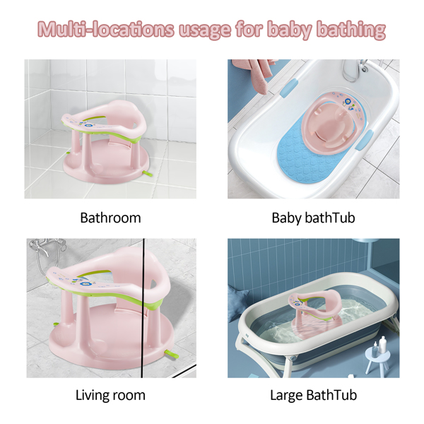 Baby Bath Seat,Baby Bath Chair, Newborn Shower Seat Bathtub Seat Cushion Children's Wrap-Around Shower Chair for 6 Months&Up (pink)