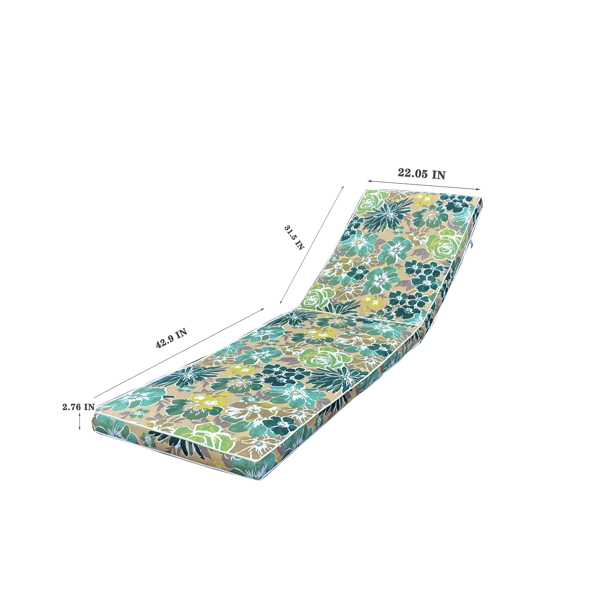 2PCS Set Outdoor Lounge Chair Cushion Replacement Patio Funiture Seat Cushion Chaise Lounge Cushion (Blue flower)  [Sale to Temu is Banned.Weekend can not be shipped, order with caution]
