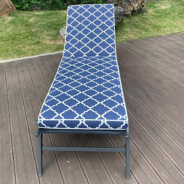 2PCS Set Outdoor Lounge Chair Cushion Replacement Patio Funiture Seat Cushion Chaise Lounge Cushion (Blue Striped Color)  [Sale to Temu is Banned.Weekend can not be shipped, order with caution]