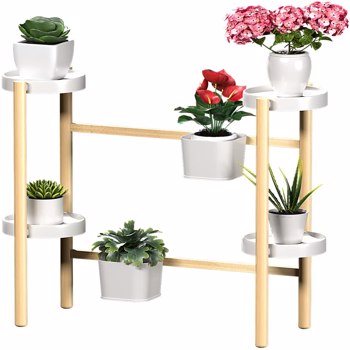 WTZ Plant Stand Indoor, Bamboo Plant Shelf, 6 Tier Tall Plant Stand Outdoor for Multiple Plants, Plant Shelves for Window Garden Balcony Living Room