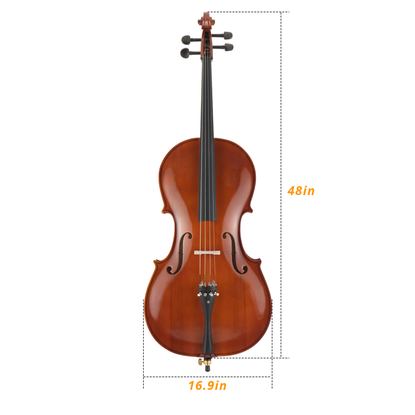 Full Side 4/4 Natural Color Spruce Panel Cello Tiger pattern process with Bag Bow Rosin Bridge Strings