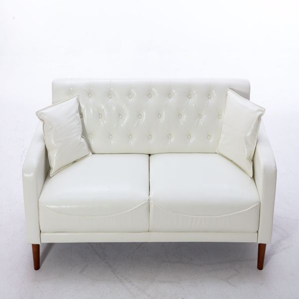 Lvory PU Leather Sponge Sofa, Indoor Sofa, Removable Wooden Feet, Tufted Buttons