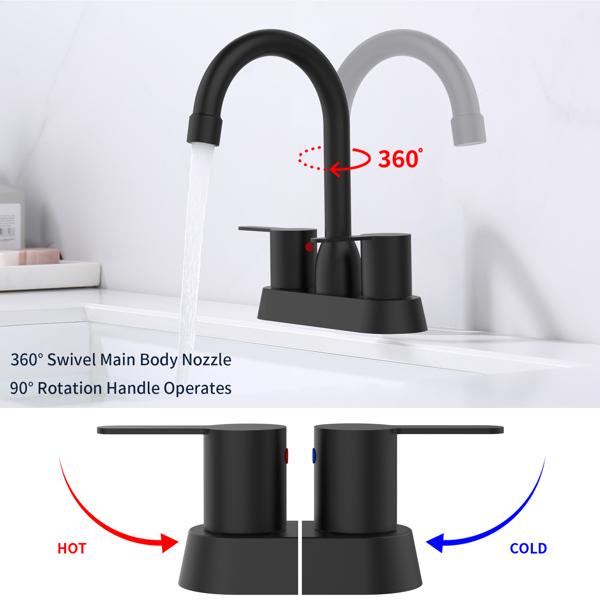 2 Handles Matte Black Faucet, Brushed Nickel Centerset RV Bathroom Faucets for 3 Hole [pop-up drain and hose not included][Unable to ship on weekends, please place orders with caution]