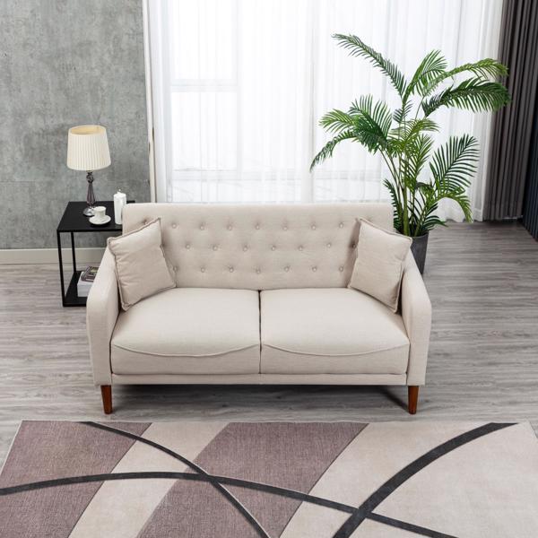 77.95 "Sponge Cushioned Sofa - Beige(Solid wood legs are detachable)