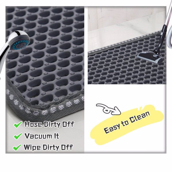 Cat Litter Mat, Kitty Litter Trapping Mat, Double Layer Mats with MiLi Shape Scratching design, Urine Waterproof, Easy Clean, Scatter Control  21" x 14"  Grey（same as JYD-GT-MSD-GREY）