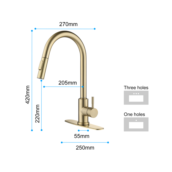 Touch Kitchen Faucet with Pull Down Sprayer-Brushed Gold