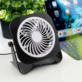 4 Inch Mini USB Desk Fan Quiet, 2 Speeds, Lower Noise, USB Powered, 360° Up and Down, 3.8 ft Cable, Powerful Desktop Fan for Home Office Room