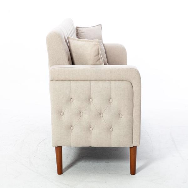 77.95 "Sponge Cushioned Sofa - Beige(Solid wood legs are detachable)