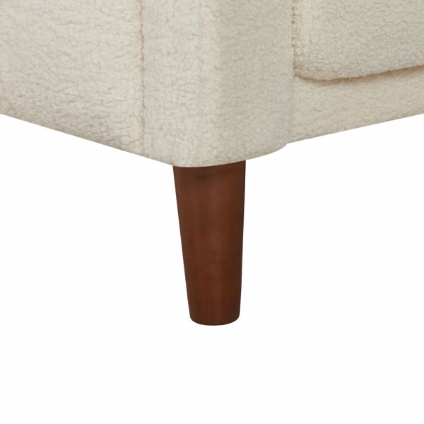 Beige Teddy Velvet Sponge Sofa, Indoor Sofa, Removable Wooden Feet, Tufted Buttons