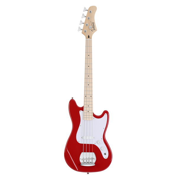[Do Not Sell on Amazon]Glarry 4 String 30in Short Scale Thin Body GB Electric Bass Guitar with Bag Strap Connector Wrench Tool Red