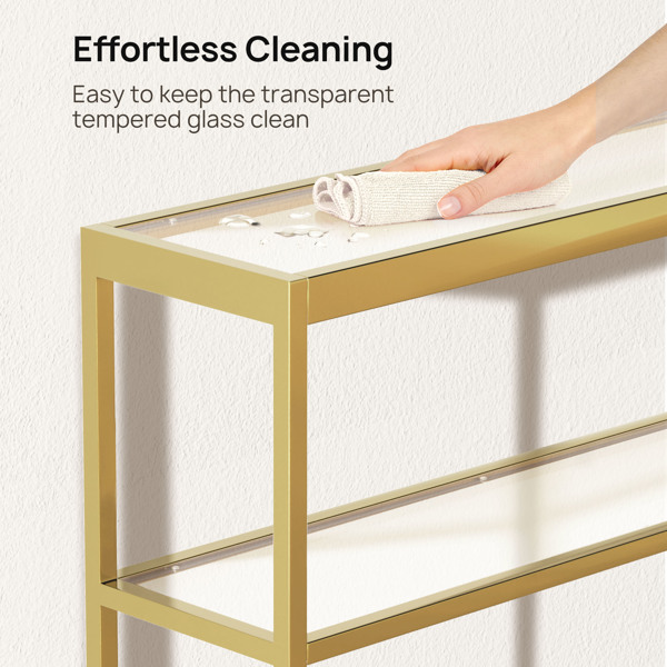 EVAJOY 35”Entryway Console Table with 3 Tiers, Metal Frame, Open Sofa Table with Tempered Glass
