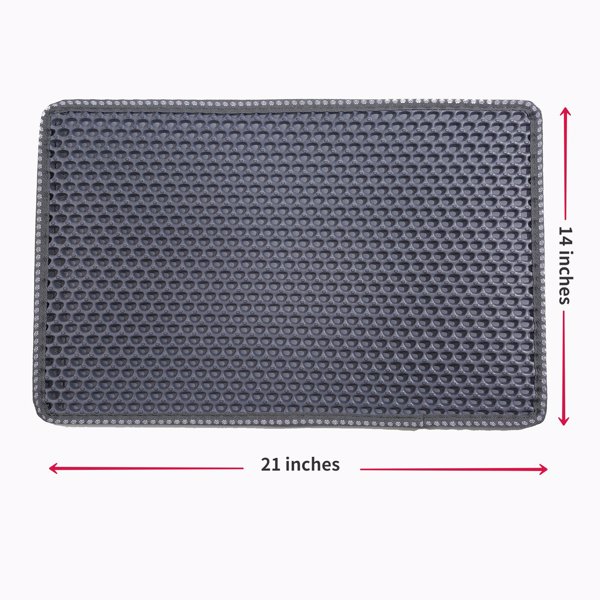 Cat Litter Mat, Kitty Litter Trapping Mat, Double Layer Mats with MiLi Shape Scratching design, Urine Waterproof, Easy Clean, Scatter Control  21" x 14"  Grey（same as JYD-GT-MSD-GREY）