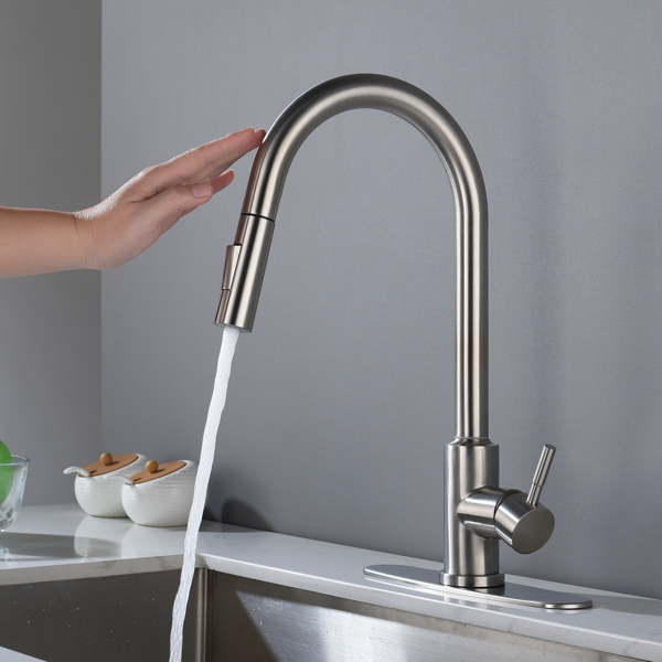 Touch Kitchen Faucet with Pull Down Sprayer-Brushed Nickel