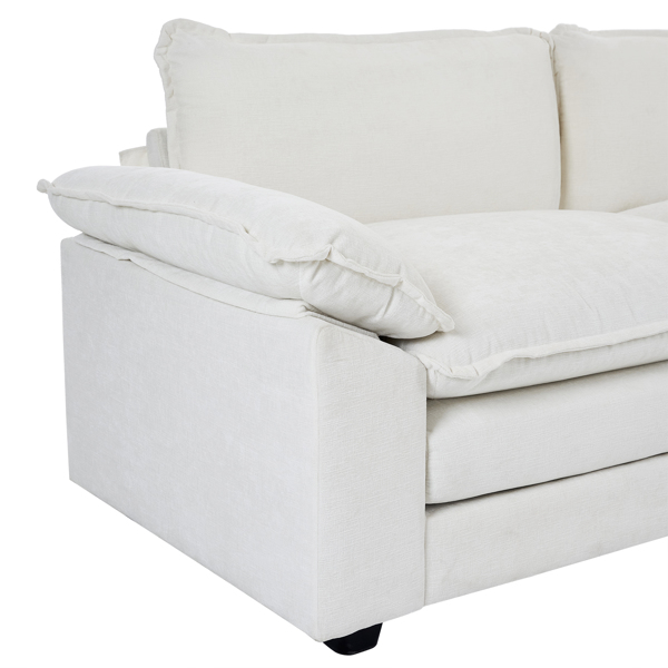 米白色 雪尼尔 室内双人沙发 217*141*85 两人位带脚凳 双层包-5