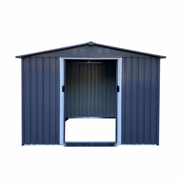 Outdoor Storage Shed 8 x 6 FT Large Metal Tool Sheds, Heavy Duty Storage House with Sliding Doors with Air Vent,Dark Grey [Sale to Temu is Banned.Weekend can not be shipped, order with caution]