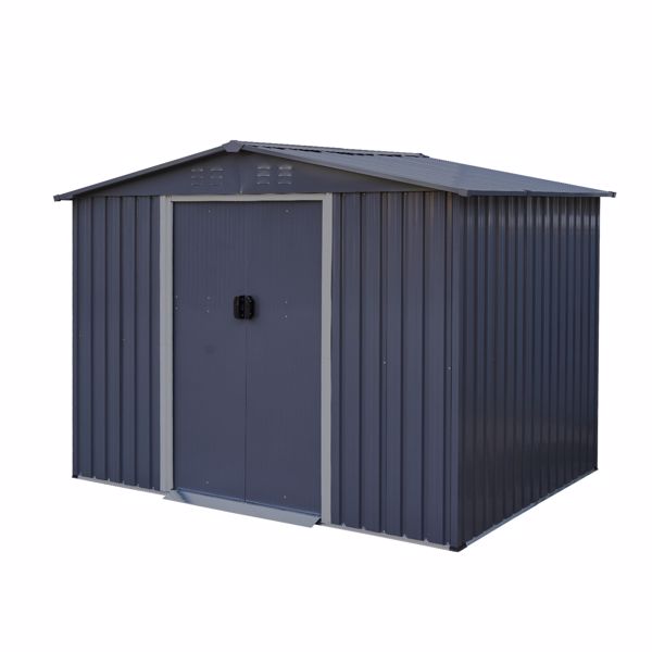 Outdoor Storage Shed 8 x 6 FT Large Metal Tool Sheds, Heavy Duty Storage House with Sliding Doors with Air Vent,Dark Grey [Sale to Temu is Banned.Weekend can not be shipped, order with caution]