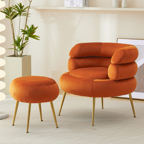 With Pedals Velvet Indoor Armchair Orange